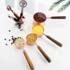 Meetinstrumenten 8PCS Rvs Cups Lepels Walnoot Handvat Theelepel Lepel Cake Bakmeel Cup Keuken Koken Tool