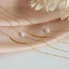 Naszyjniki wisiorek INS Trenda biżuterii ze stali nierdzewnej warstwowy klasyczny łańcuch perłowy dla kobiet dziewczęta