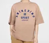 Camisetas bordadas con letras Niche AB BING para hombre y mujer, camisetas deportivas holgadas de color Camel lavado, camiseta de manga corta para verano 2023