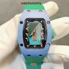Designer Ri MLies Luxury Watchs Women Tillverkare levererar vattentät lysande automatisk handledsmekanisk pastellblå klocka