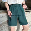 남자 반바지 2023 한국 스타일의 새로운 디자인 남성 여름 짧은 정장 바지 녹색 베이지 색 유전자 클로킹 솔리드 정기적 인 s-3xlephepemeralew