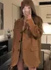 Kadınlar Suits Vintage Blazers Kadın Sonbahar Kış Uzun Kollu Tek Gövdeli Ceket Sıradan Gevşek Moda Giyim Anzug Damen Abrigo Mujer