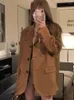 Damenanzüge Vintage Blazer Frauen Herbst Winter Langarm Einreiher Mantel Lässig Lose Mode Kleidung Anzug Damen Abrigo Mujer