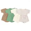 Kläder sätter 2-stycken sommar baby boutique kläder småbarn tjej pojke kläder casual bomull kort ärm t-shirt shorts barn set bc2318