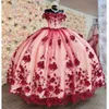 Red Quinceanera Dresses Sweetheart Off Shoulder Princess Sweet 15 16 살 생일 파티 가운 Backless Gala Gift