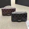 Clássico Letra Dupla Luxo Rebite Designer Crossbody Bag Marca Francesa Moda Feminina Flap Bolsas de Ombro Bolsa de Alta Qualidade Senhora Genuína Bolsa Mensageiro de Couro