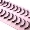 3 PCFalse Eyelashes Nouveau 10 paires 3D Faux vison cheveux Faux cils naturel désordre cils entrecroisé vaporeux moelleux cils Extension outils de maquillage des yeux Z0428