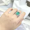 Cluster Rings 925 Silver Plated Fashionable Blue Green Moissanite Ring Fire Sparkling Luxury Female Party Birthday Jewelry Gift