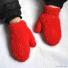 Children's Mittens Winter Coral Fleece Kids Short Gloves Children Baby Solid Knitted Plush Furry Full Finger Mittens Autumn Hand Warmer 1-4Years