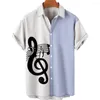 Men's Casual Shirts For Men's Hawaiian Music Pattern Tops Fashion Harajuku Summer Sleeves T Shirt 2023 Oversized Tee Male Clothing 5XL