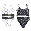 Letters Webbing Bikinis Set Women Swim Tank Top Elastic Waist Swimming Wear Fashion Spit Swimsuit