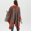 Scarves 2023 Fashion Print Winter Border Leopard Split Poncho Shawl Cashmere Women Designer Imitation