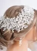 Bröllop hår smycken trendig pärla kristall strass blomma brud pannband bröllop hår tillbehör för kvinnor huvudbonad party prom headpiece tiaras 231128