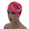 Ethnic Clothing 2023 Rhinestone Bouquet Women's Turban Hat Ready African Headtie Shinny Female Party Headgear Muslim Wrap Head Bonnet