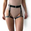 Giocattoli per adulti Cintura per le gambe Imbracatura in pelle Giarrettiera Sadismo Fibbia in metallo Cinghie regolabili in pelle Bondage Cintura in vita Mutandine aperte Costumi Erotici 231128