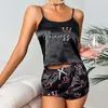 Pyjamas sexy Pyjamas Sous-vêtements sexy pour femmes Pyjamas en satin Ensemble de shorts en soie Cami Pyjamas doux Pyjamas Robe de soirée 2 pièces Pyjamas imprimés Pyjamas non imprimés 231128