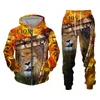 Erkeklerin Takipleri Sonbahar ve Kış Erkekler Trailsuit 3D Aslan Baskı Fermuarı Hoodies Sweatshirts Pantolon Günlük Erkek Giyim Kadın Trailsuit 231127