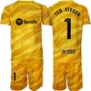 Kulüp Takımı Erkekler Gençlik Futbol Kaleci Antoni Ramallets Jersey Set 23-24 Uzun Kollu Victor Valdes 1 Ter Stegen Inaki Pena Ander Astraga Futbol Gömlek Kitleri Basai