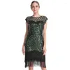 Party Dresses Gorgeous Sparkle Bling Sequin Meimaid Cocktail Dress Sexy Vintage Tassel Illusion Woman Evening Banquet GownJQ1067