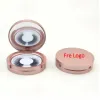 Partihandel Rose Gold Round Plastic Eyelash Packaging Box With Mirror False Eyelashes Lashes Empty Boxes Two Par Box Free Logo BJ