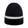 Boinas de boinas de outono e inverno acrílico listrado de engrosse chapéu de chapéu quente gorro de capitão para homens para homens 201
