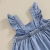 Robes de fille enfant en bas âge bébé robe en Denim à volants sans manches une ligne avec nœud Jean été mignon vêtements de jeu