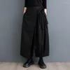レディースパンツ日本ヤマモトダークスタイルハイウエスト包帯黒秋のワイドレッグカロットストリートファッション女性スプリングカジュアル