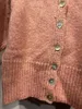 Женский вязаный кардиган для женщин 2023, однобортный однобортный свитер из полушерсти с отложным воротником, тонкий однотонный свитер с половиной рукавов