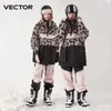 Andra sportartiklar Skidåkning Vektor Ski Wear Women Man Hooded Sweater Reflective Trend Ski Wear Thicked Warmth Ski Equipment Ski Suit Women 231127