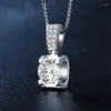 Pendants Classical Unique Luxury Jewelry Real 925 Sterling Silver Round White Topaz CZ Diamond Cow Head Pendant Party Clavicle Necklace