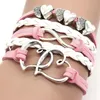 Bedelarmbanden diy lederen touw armband multilayer liefde punk creatieve splicing legering handgemaakte eenvoudige persoonlijkheid voor verjaardagscadeaus