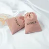 50st Pink Slik Satin Jewelry Bag Dust Velvet DrawString Påsar smycken Package Pouch Earring Ring Packaging Pouch Wedding Candy Bag Produktpaket Present