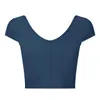 Yoga-outfit NWT V-Neck Dance Sport bijgesneden T-shirt Sexy Crop Tops Women Running Fitness Short-S Tee