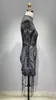 Grundläggande casual klänningar Designer Luxury Bal New Jacquard Knit Mini Dress med en hög krage svart Z37A