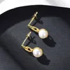 Europe Vintage Pearl S925 Silver Dangle Earrings Jewelry Fashion Women Plated 18k Gold Exquisite Earrings for Women Wedding Party Valentine's Day Christmas Gift SPC