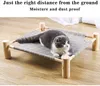 Mats Cat and Dog Hammock Bed, Wooden cat Hammock Elevated Cooling Bed, Detachable Portable Indoor Outdoor pet Bed, Suitable for Cats