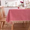 Table Cloth Pastoral Red and White Plaid Tablecloth Linen Cotton square Coffee Rectangular picnic tablecloth Tableware for Home 231127