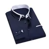 Herrklänningskjortor Kvalitet Mänskjorta Långärmad twill solid randig klänning Business Office Casual Shirt Slim Fit Man Dress Shirts P230427