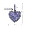 Trendy Iced Out Purple Blue Color Zircon Heart Love Charm Pendant Necklace with Rope Chain Hip Hop Women Men Full Paved 5A Cubic Zirconia Boss Men Gift Jewelry