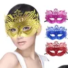 Festmasker 8 färger mode kvinnor hallowmas elektroplätering guld krona venetiansk ögonmask med pulver maskerad påskdans drop de dheof