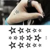 Tatuaggi Adesivi colorati da disegno 10 stili Body Art Tatuaggi temporanei impermeabili per uomo Donna Bellissimo design a stella nera Adesivo per tatuaggio flash Tatuaggi per il corpoL231128