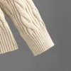 Zweiteilige Damenhose Gigogou Cable Twist Sweatshirt V-Ausschnitt StrickblumenpulloverWeites Beinset 22-teilige Hose 231128