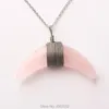 Collane con ciondolo Labradorite Ametiste Opalite Lapislazzuli Quarzo rosa Rosa Perlina Luna Corno Avvolgimento a doppia faccia 1 PZ