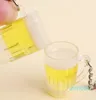 Keychains Simulation Beer Mug Creative Acrylic Mini Drinking Keyring Funny Party Friends Gift Car Bag Pendants