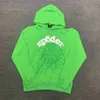 Felpe con cappuccio da uomo Felpe con cappuccio in schiuma verde Young Thug Angel Felpa con cappuccio da uomo con motivo Spider Web Pullover da donna