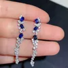 Dangle Küpeler Yulem Kadınlar İçin 925 STERLING Gümüş Lüks Doğal Safir Drop Küpe Kız Hediyesi