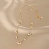 Anhänger Halsketten Minar Eleganter unregelmäßiger Süßwasserperlen-Charme für Frauen Damen Großhandel 14 Karat echtes Gold überzogener Kupferstrang-Halsband