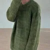 Мужские свитера 2023 Зимняя одежда Вязаный пуловер Свитер Повседневный однотонный с длинным рукавом с драпировкой и круглым вырезом Винтажная легкая роскошная одежда