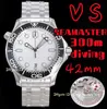 VS Luxus-Taucheruhr für Herren, 300-m-Tauchen, alle Stile, 42 mm. Automatisches mechanisches Uhrwerk 8800, Keramiklünette, Stahlweiß 210.30.42.20