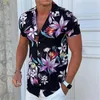 Camisas casuais masculinas aloha camisa floral impressão ao ar livre rua manga curta botão roupas design de moda respirável